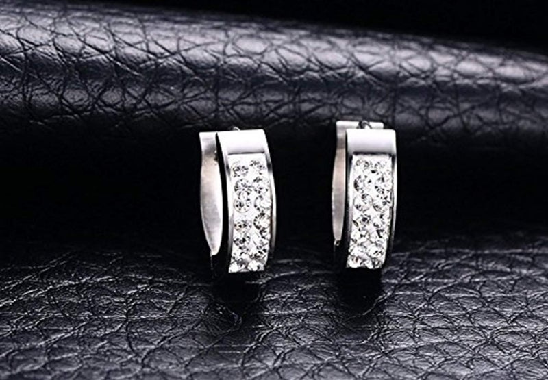 KARAY Stainless Steel Womens Mens Hoop Earrings Huggie Earrings CZ Piercings Hypoallergenic 18G (1pair Silver) - Image 2